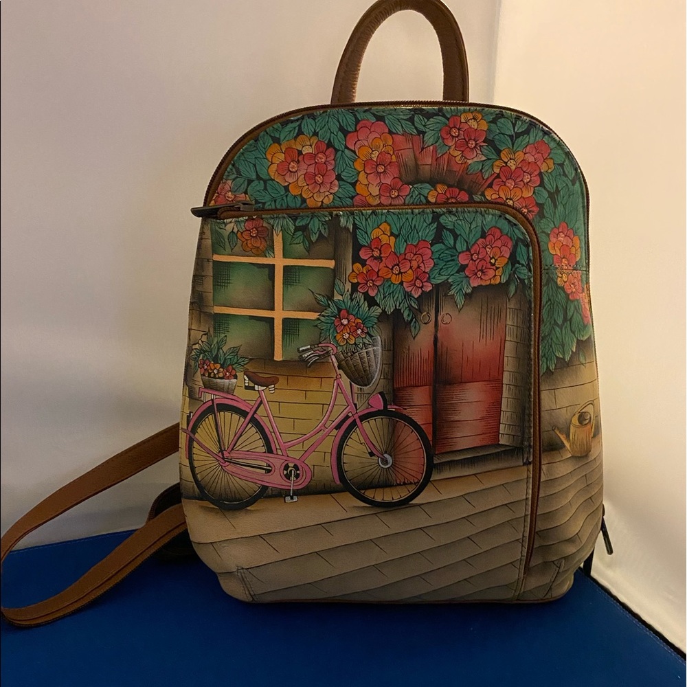 Anuschka Womens medium Backpack with Bicycle Painting